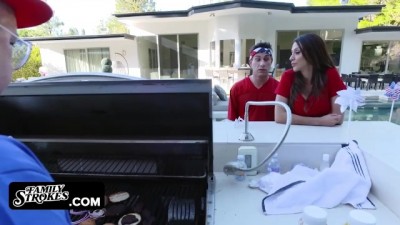 Stepmom and Stepdaughter's Wild Ride: Sizzling Threesome with Stepbrother