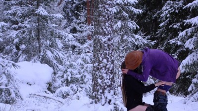 Steamy Snowfall: Winter Forest Fuck in 4K