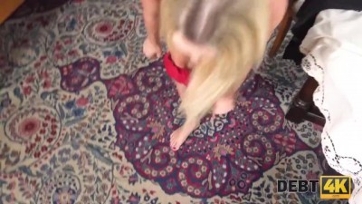 Debt Domination: Blue-Eyed Blonde Gets Down and Dirty for Cash