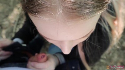 Public Outdoor Blowjob with Stepbrother: Swallowing Every Drop!