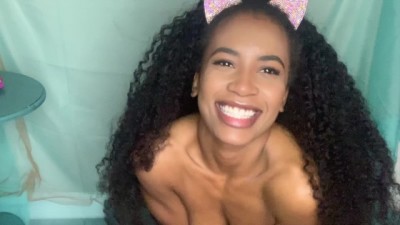 Small Tits Black Girl Takes Huge Cock Toy in Pussy