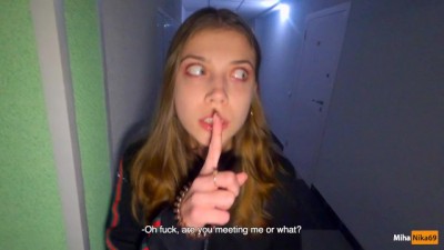 We Taboo Fucked in the Stairwell while Parents are at Home - Cum in Panties!