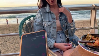 Public Hot Masturbation with Lovense (LUSH) Street Cafe & Funny Walk