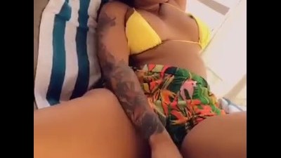 Beautiful slut put dildo in black pussy