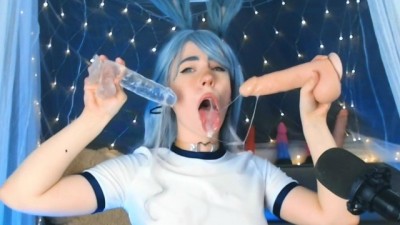 Showed her Skill Slobbering Blowjob with 2 Dildo ❤ MollyRedWolf