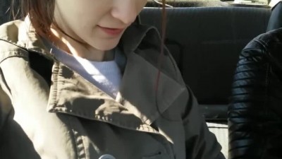 Skinny Russian Bitch Sucks in the Car