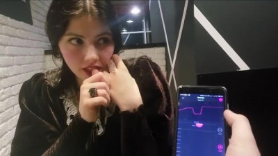 Making Girlfriend Toy Cum in Control Public Restaurant