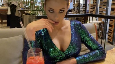 Big Tits Sexy Milf Unexpected Blowjob in Restaurant