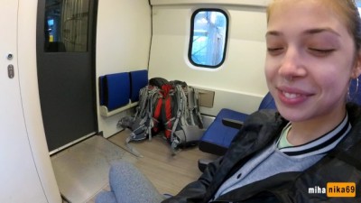 Real Public Sensual Blowjob in the Train | POV Creampie