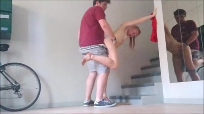 French Sexy Hottie Slut Gets Fucked in the Stairwell