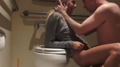 My Sexy Blonde Girlfriend Cheating On me in College Toilet