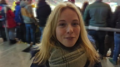 Public quickie in the hockey stadium! Fan fuck during the game after the 2nd break! Mia Adler