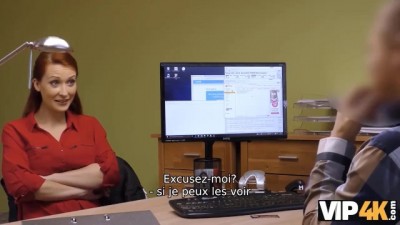 Voluptuous Redhead Gets Pounded in the Office by Her Lender
