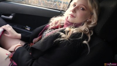 Horny Teen Moans Loudly While Fingering Pussy in Public Car Adventure (+18)