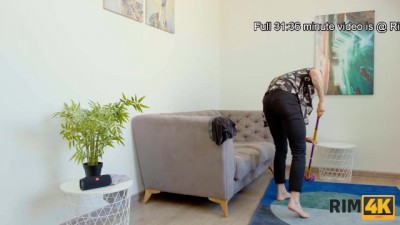 Steamy Threesome Action with Russian Hottie in Red Stockings